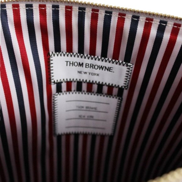 Thom Browne Pebbled Silver Document Pouch Clutch - Picture 3 of 5